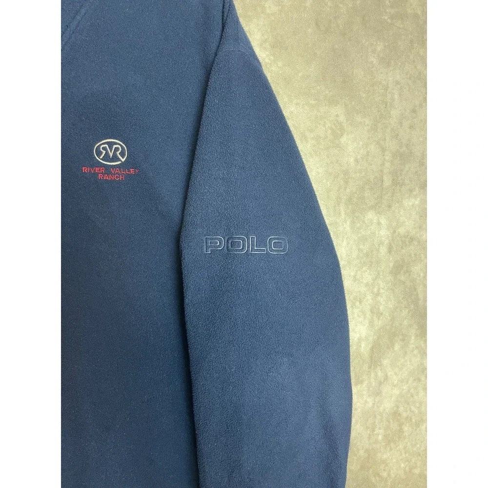 VINTAGE Polo Golf Ralph Lauren Fleece Sweater Mens Large Blue River Valley USA